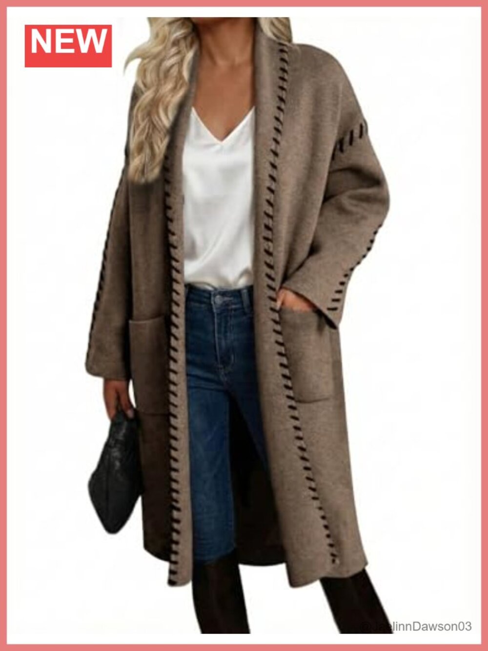 Open Front Chunky Knit Cardigan Sweater with Pockets
